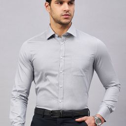 LOUIS STITCH Comfort Micro Ditsy Printed Spread Collar Cotton Formal Shirt-image-87