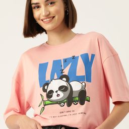 DressBerry Graphic Printed Drop-Shoulder Sleeves Longline Boxy T-shirt-image-44