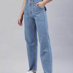 ADBUCKS Women Wide Leg High-Rise Heavy Fade Jeans-image-18