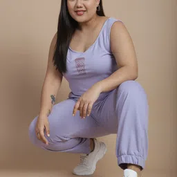 Rigo Plus Size Printed Crop Top With Joggers Co-Ords Set-picture-14