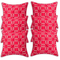 INDHOME LIFE Fuchsia Pink Set of 6 Embroidered Square Cushion Covers-21