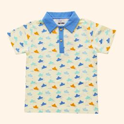 Ola! Otter Boys Conversational Printed Polo Collar Organic Cotton T-shirt-image-51