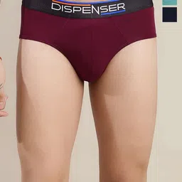 DISPENSER Men Pack Of 3 Anti Roll Basic Briefs S2-Brief-Maroon-Navy-Rama-M-picture-49