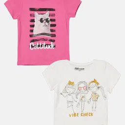 Fame Forever by Lifestyle Girls Pack Of 2 Graphic Printed Round Neck Cotton T-shirt-image-70