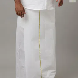 Viveagham Men Pack of 2 Assorted Double Layer Dhotis with Border-10
