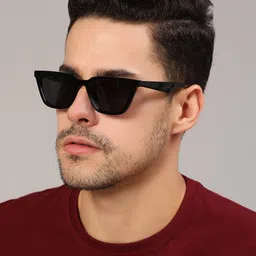 ROYAL SON Unisex Black Lens & Black Square Sunglasses with Polarised & UV Protected Lens-47