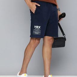 HRX by Hrithik Roshan Men Blue Typography Shorts-image-0