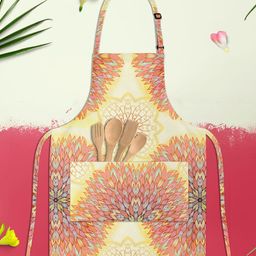 ArtzFolio Ethnic Ornament D4 Kids Yellow & Pink Printed Cotton Apron-image-45