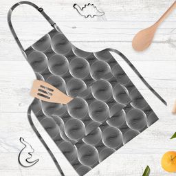 ArtzFolio Monochrome Sphere Black & White Printed Cotton Apron-image-22