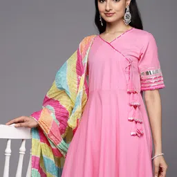Varanga Angrakha Gotta Patti Pure Cotton Kurta With Trousers & With Dupatta-picture-38