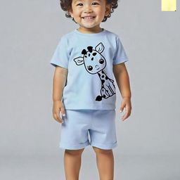 Minicult Kids Pack Of 2 Animal Printed Round Neck Pure Cotton T-shirt With Shorts-28