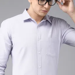 Park Avenue Men Light Purple Self Design Slim Fit Pure Cotton Formal Shirt-picture-45