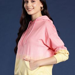 Mast & Harbour Ombre Printed Drop-Shoulder Sleeves Pure Cotton Hooded Sweatshirt-image-31