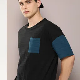 DILLINGER Men Colourblocked Drop-Shoulder Sleeves Pure Cotton  Jacquard Structure  T-shirt-picture-28