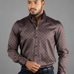 LOUIS STITCH Comfort Opaque Ethnic Motifs Printed Pure Cotton Formal Shirt-picture-29