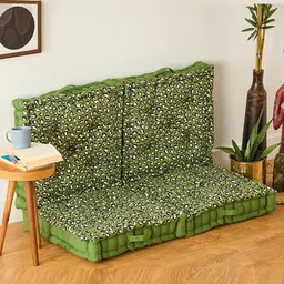 SKANDA FAB Green & White 4 Pieces Abstract Printed Pure Cotton Floor Cushions-2