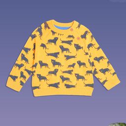 mothercare Boys Mustard Yellow & Navy Blue Printed Pure Cotton Pullover-21