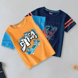 BAESD Boys Pack of 2 Typography Printed  Round Sleeves Cotton T-shirt-picture-10