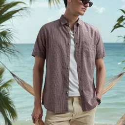 Peter England Casuals Men Slim Fit Spread Collar Textured Cotton Casual Shirt-image-92