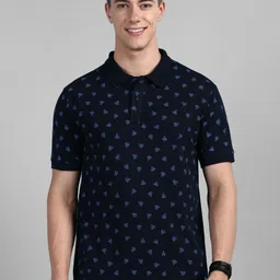 ONN Geometric Printed Polo Collar Anti Odour Knitted Pure Cotton T-Shirt-image-7