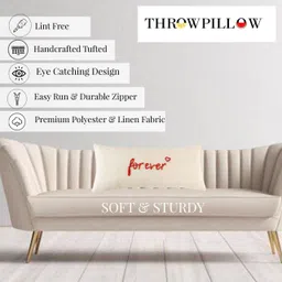 THROWPILLOW Cream-Coloured & Red Embellished Rectangle Cushion Covers image 2