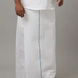 Viveagham Men Pack of 2 Assorted Double Layer Dhotis with Border image 5