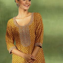 Libas Bandhani Embroidered Sequinned Straight Kurta With Trouser & Dupatta image 2