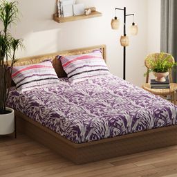 KOPA Purple & White Floral 152 TC Microfiber Double Queen Bedsheet Set-2.18 m X 2.39 m-image-51
