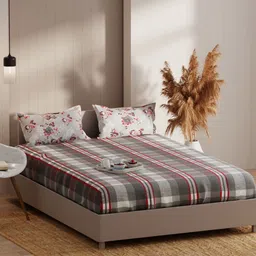 KOPA Red Printed Microfiber 152 TC Fitted Queen Bedsheet Set 1.80 m X 1.98 m X 25 cm-image-32