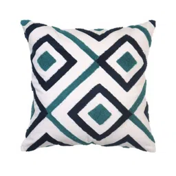 Ode & Cleo Teal & White Set of 3 Embroidered Square Cushion Covers image 3
