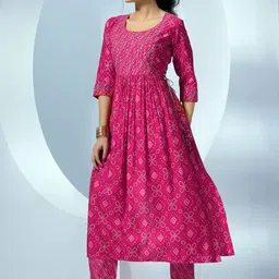 Libas Women Bandhani Printed Empire Sequinned Kurta with Trousers & With Dupatta image 2