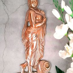 apka mart Brown Textured Metal Village Lady Design Wall Decor-42