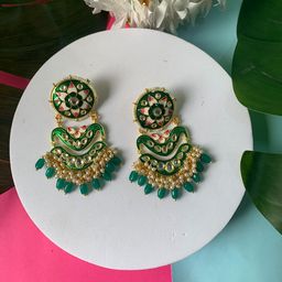 I Jewels Gold-Plated Kundan Studded & Beaded Contemporary Drop Earrings-18