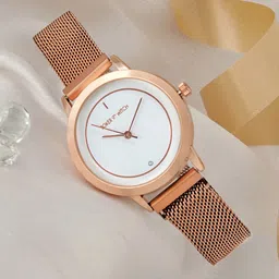 JOKER & WITCH Women White Dial & Rose Gold-Plated Straps Analogue Watch-46