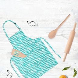 ArtzFolio Striped Lines Kids Blue & White Printed Cotton Apron-image-63