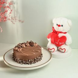 Choco Chip Cake With White Love Teddy-picture-3