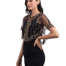 jedco Women's Net Hand, Bead Embroidery, Designer Short Cape Shurgs C-16 | Free Size, Print Multi | image 2