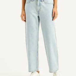 Women Heavily Washed High-Rise Baggy Fit Jeans-image-34