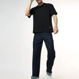 Men Lightly Washed Baggy Fit Jeans-image-6