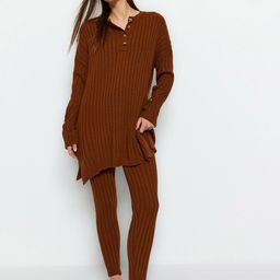 Trendyol Ribbed Acrylic Top With Trousers-18