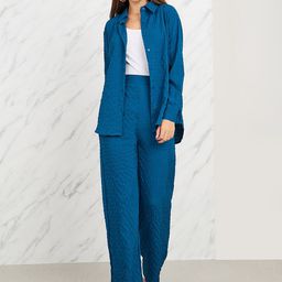 Styli Women Oversized Textured Button Front Shirt & Pants Co-Ords-picture-22
