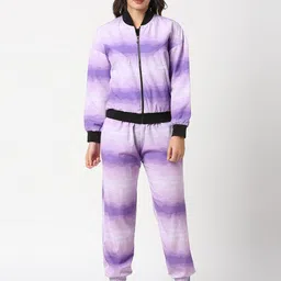 ANWAIND Printed Mock Collar Jacket With Flared Joggers-picture-58
