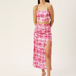 DressBerry Women Pink Printed Crop Top Co-Ord Set-image-12