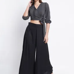 Purple State Women Striped Crop Top and Palazzos-image-82