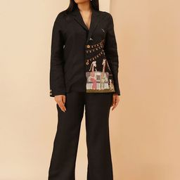 KALPRAAG Ruhani Embroidered Lapel Collar Linen Blazer With Trouser-image-18