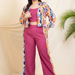 vibes by deebaco DEEBACO Printed Lapel Collar Three-Quarter Sleeves Blazer & Top With Trouser-picture-32