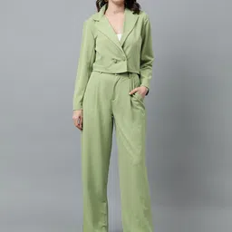 Kotty Green Notched Lapel Collar Blazer & Mid Rise Trouser-image-42