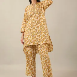 SANSKRUTIHOMES Floral Printed Round Neck Straight Pure Cotton Kurta With Trouser-picture-27