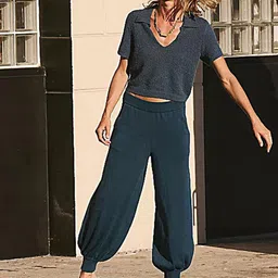 LULU & SKY Polo Collar Top With Harem Pants-image-38
