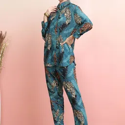 Indo Era Printed Collar Shirt With Trousers Co-Ords-picture-53